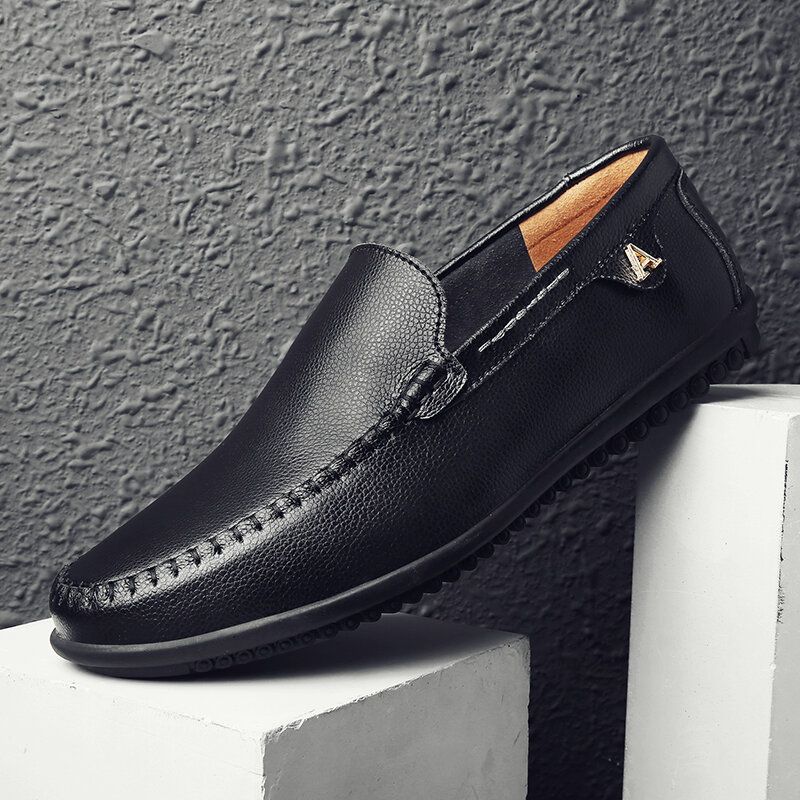 Hommes En Cuir Véritable Respirant Fond Souple Confortable Conduite Loisirs Chaussures D'affaires