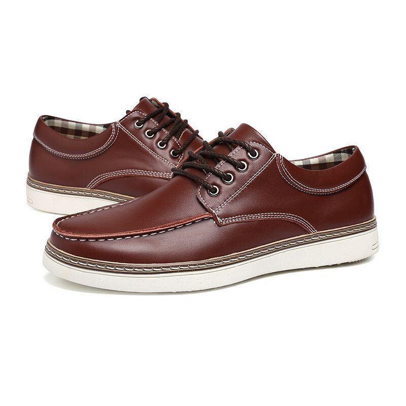 Hommes Cuir Véritable Respirant Semelle Souple Lace Up Business Casual Court Chaussures