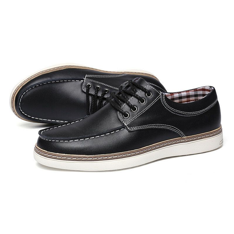 Hommes Cuir Véritable Respirant Semelle Souple Lace Up Business Casual Court Chaussures