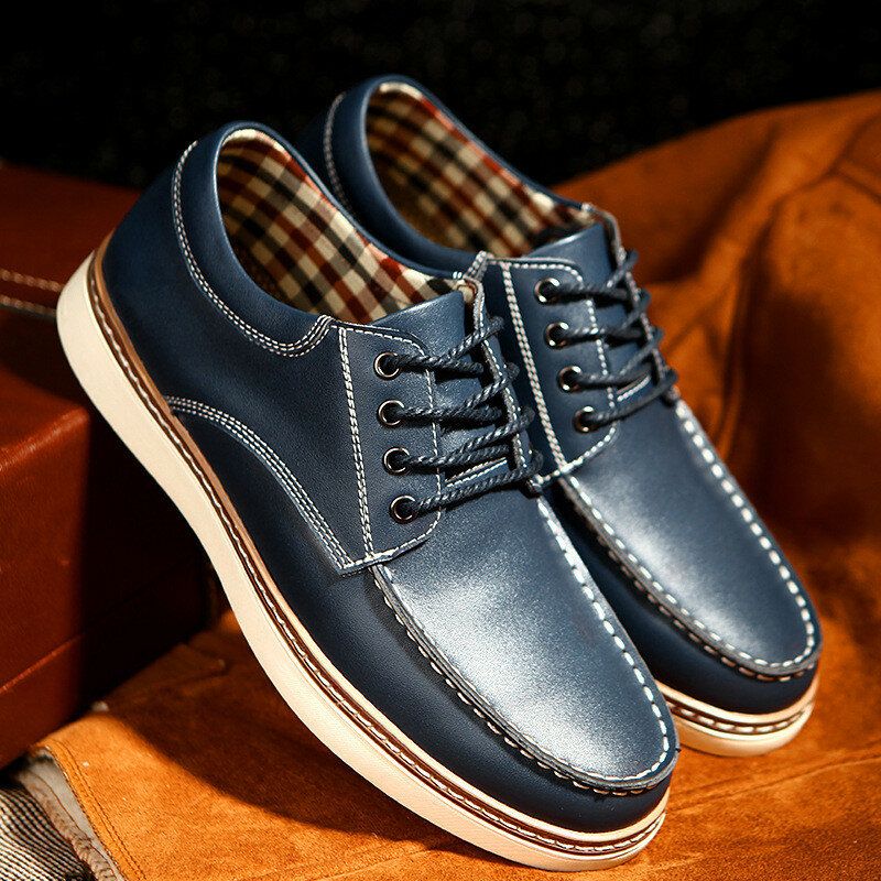 Hommes Cuir Véritable Respirant Semelle Souple Lace Up Business Casual Court Chaussures