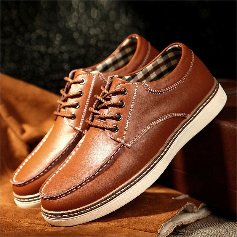 Hommes Cuir Véritable Respirant Semelle Souple Lace Up Business Casual Court Chaussures