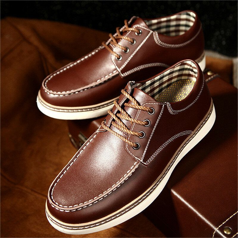 Hommes Cuir Véritable Respirant Semelle Souple Lace Up Business Casual Court Chaussures