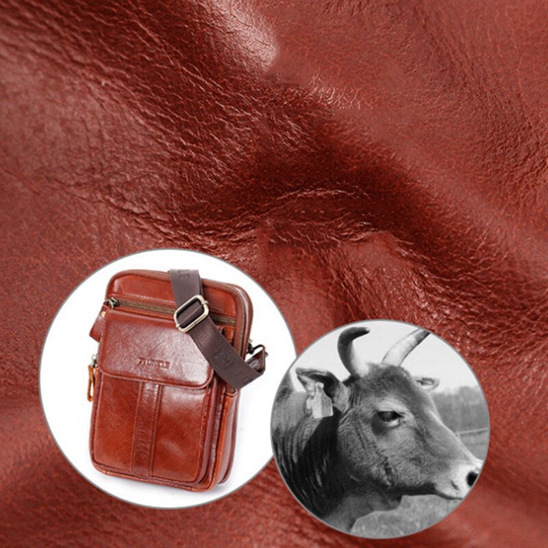 Hommes En Cuir Véritable Rétro Affaires Multi-fonction Poitrine Sac À Bandoulière Sac À Bandoulière Sac À Bandoulière