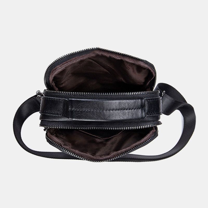 Hommes En Cuir Véritable Rétro Affaires Petit Sac À Bandoulière En Cuir De Vachette Sac À Bandoulière