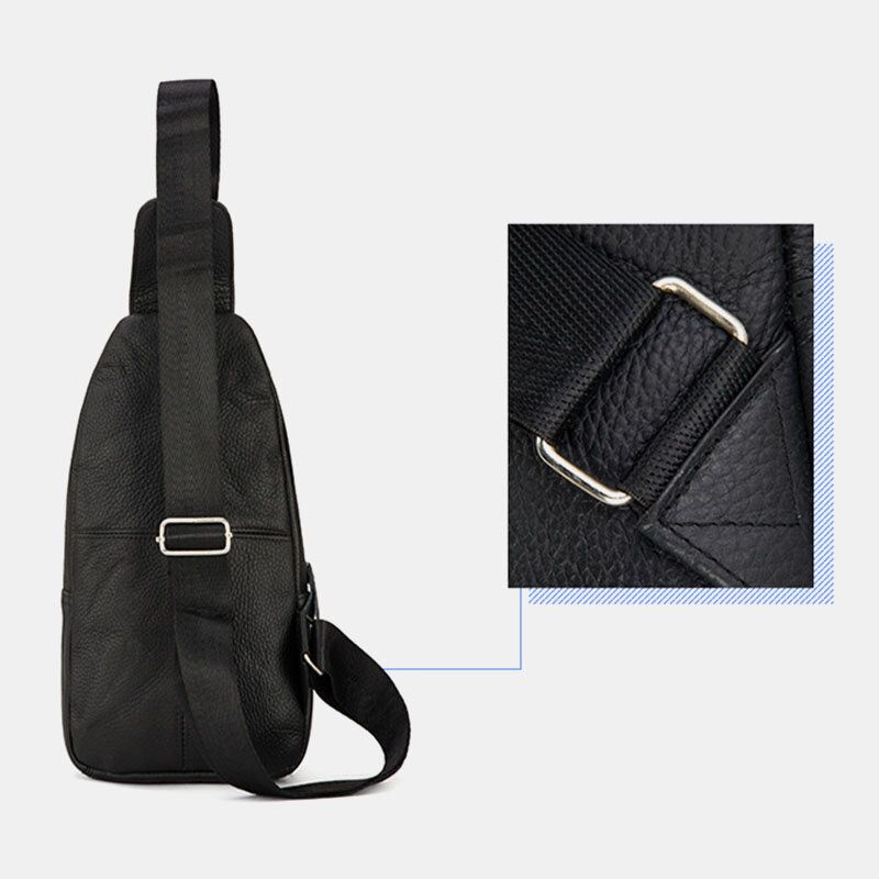 Hommes En Cuir Véritable Rétro Grande Capacité Sac À Bandoulière Sac De Poitrine Sac À Bandoulière