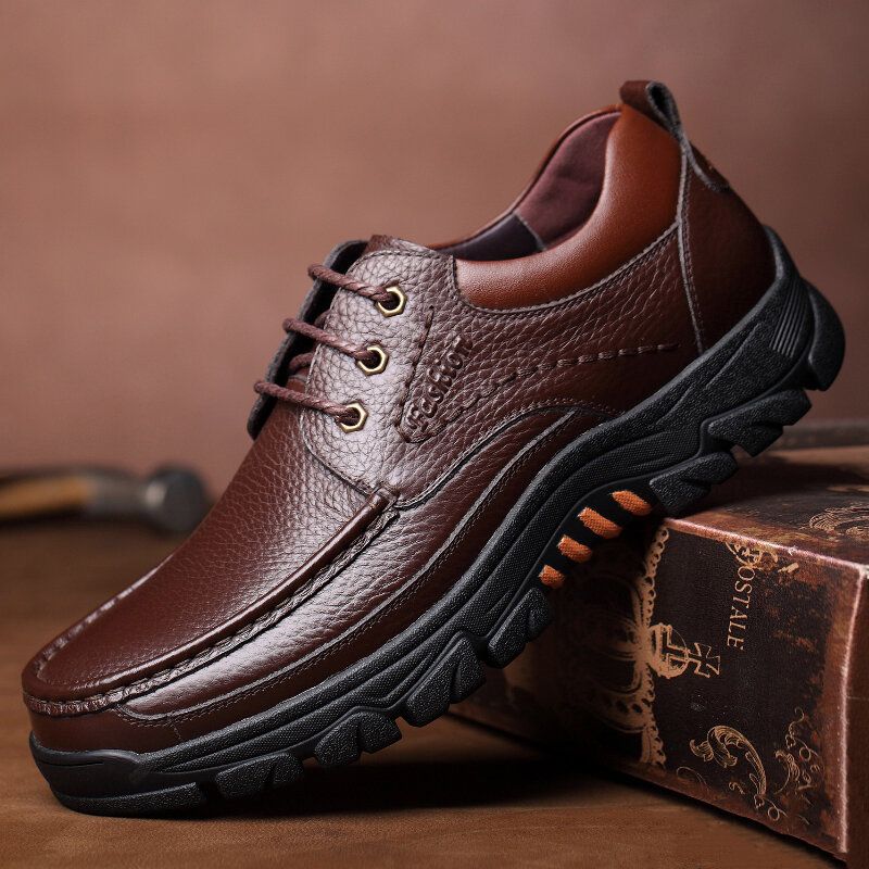 Hommes En Cuir Véritable Semelle Intérieure Souple Antidérapant Décontracté Affaires Oxfords