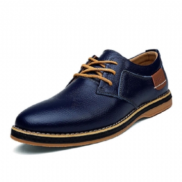 Hommes Cuir Véritable Style Britannique Confortable Oxfords Chaussures Décontractées