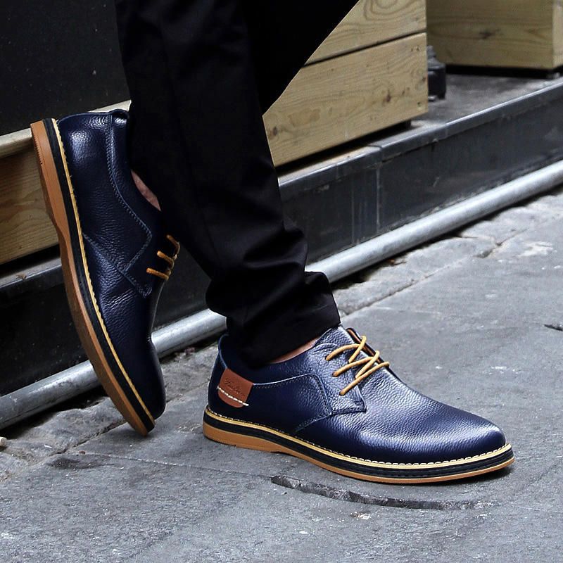 Hommes Cuir Véritable Style Britannique Confortable Oxfords Chaussures Décontractées