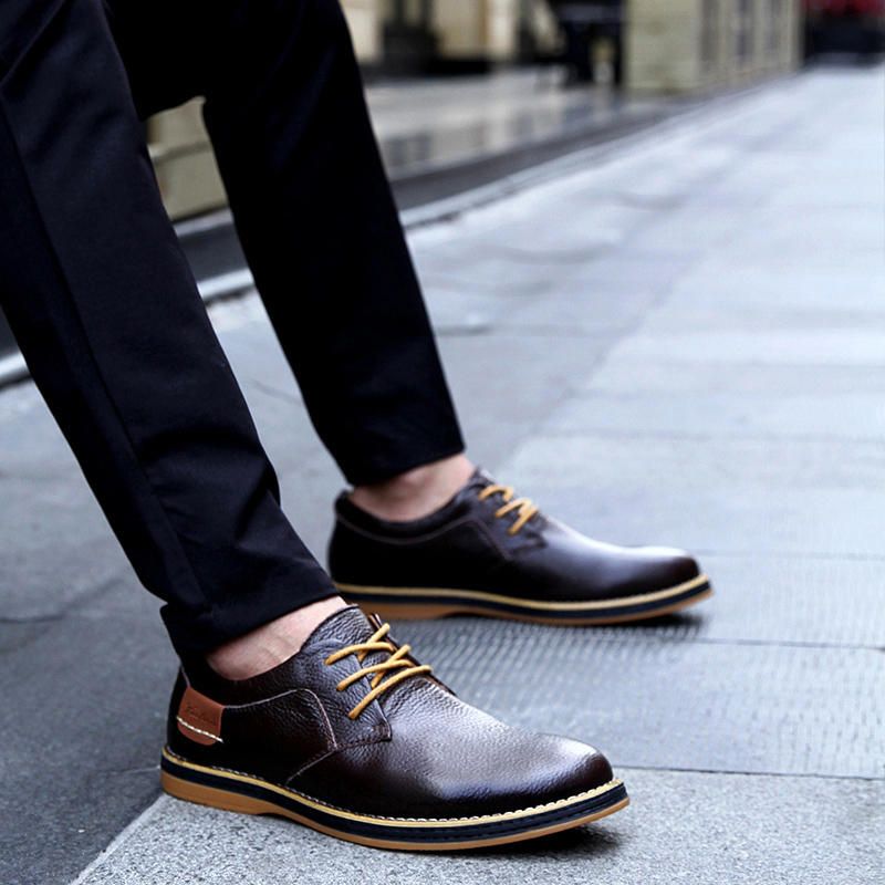 Hommes Cuir Véritable Style Britannique Confortable Oxfords Chaussures Décontractées