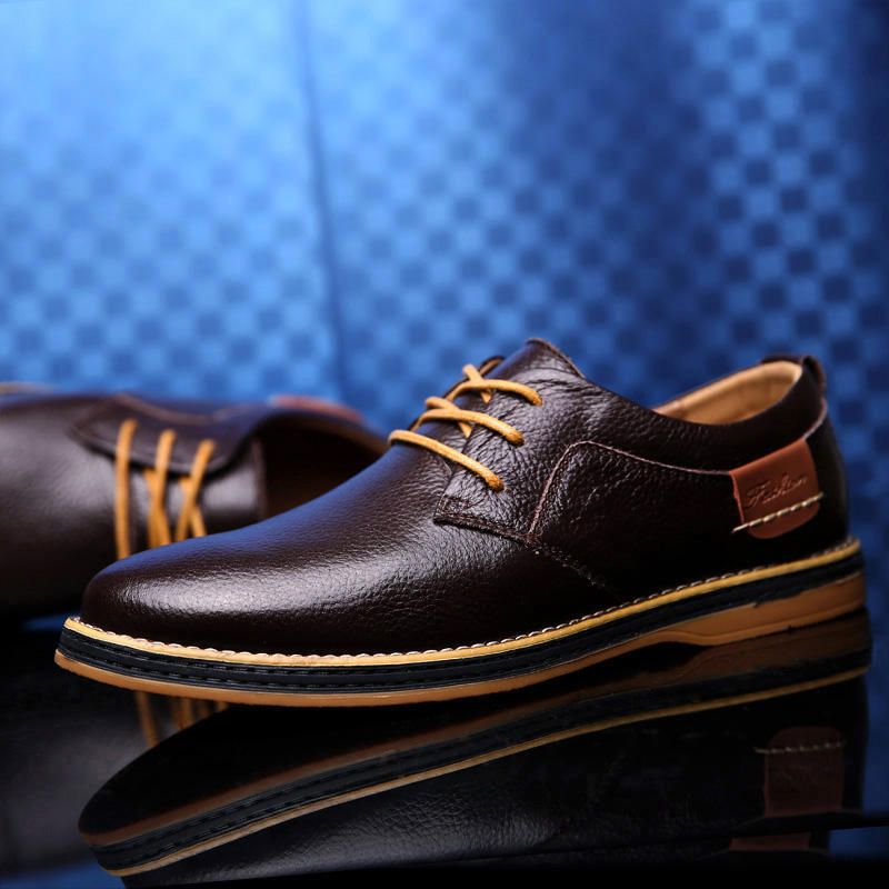 Hommes Cuir Véritable Style Britannique Confortable Oxfords Chaussures Décontractées