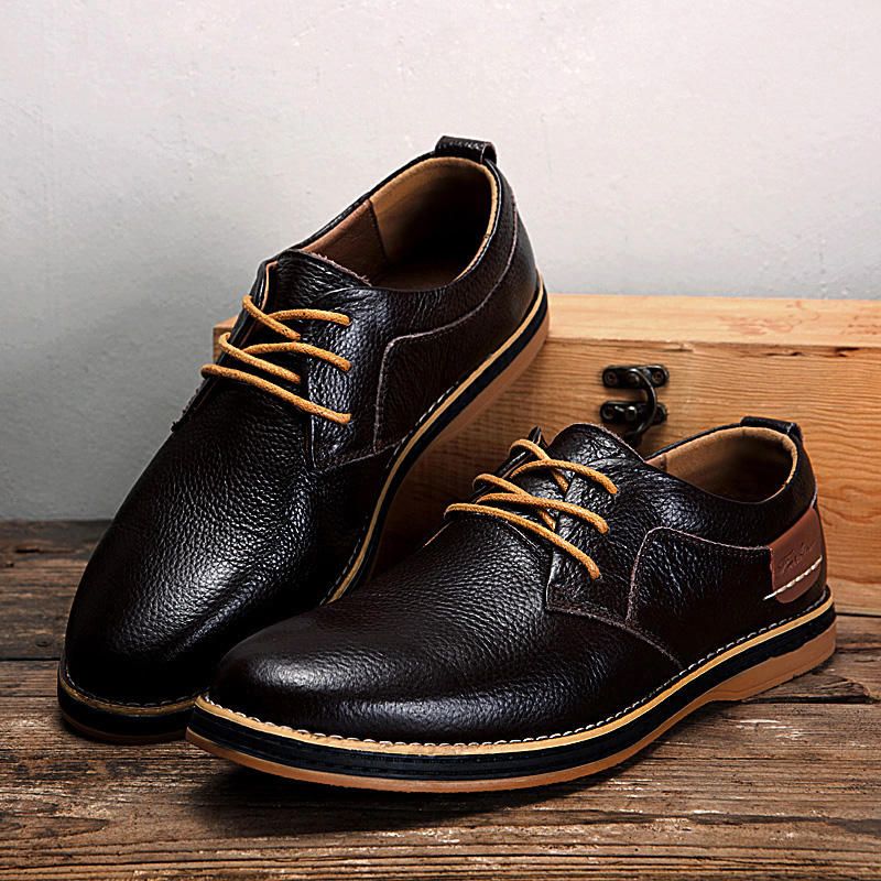 Hommes Cuir Véritable Style Britannique Confortable Oxfords Chaussures Décontractées