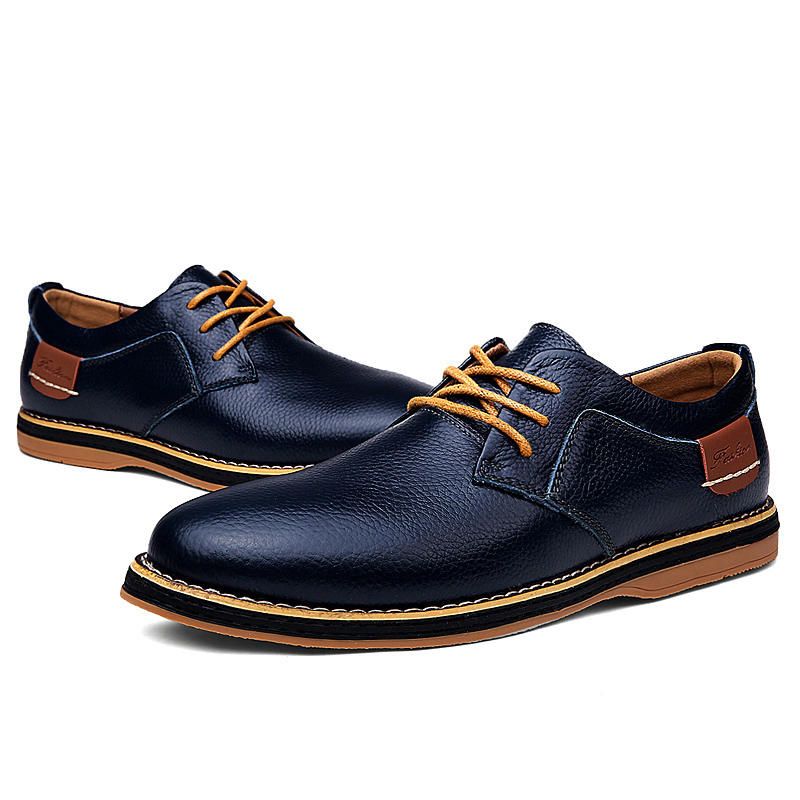 Hommes Cuir Véritable Style Britannique Confortable Oxfords Chaussures Décontractées