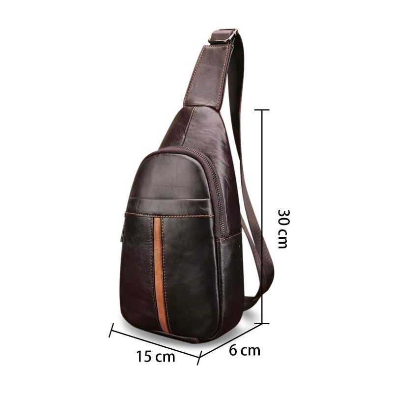 Hommes En Cuir Véritable Vintage Durable Quotidien Sac À Bandoulière Affaires Bretelles Réglables Sac À Bandoulière