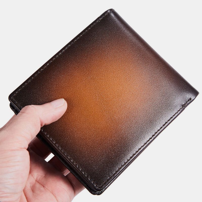 Hommes En Cuir Véritable Vintage Plusieurs Fentes Pour Cartes Portefeuille Portable Frottant Design Sac À Main