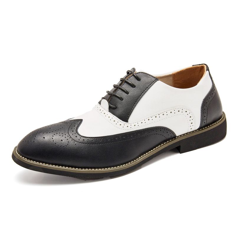 Hommes Cuir Vintage Brogue Gravé Britannique À Lacets Chaussures Habillées D'affaires