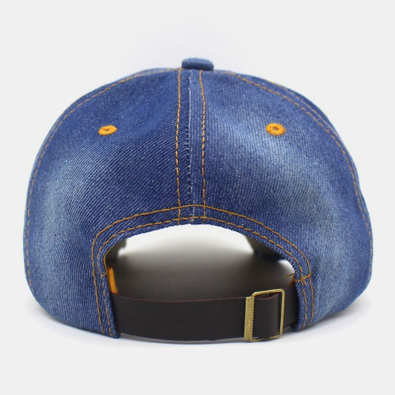 Hommes Denim Couleur Unie Trou Mode Rue Parasol Réglable Casquette De Baseball