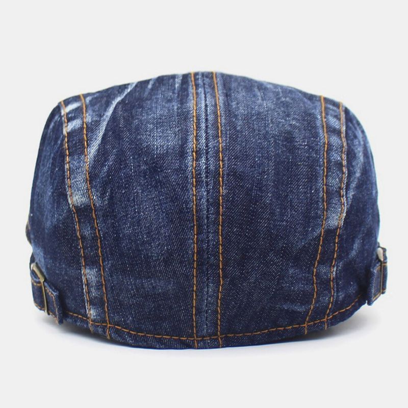 Hommes Denim Deux Poches Décoration Rétro Extérieur Parasol Avant Chapeau Béret Chapeau Plat Chapeau