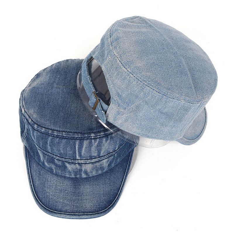 Hommes Denim Extérieur Parasol Tout Match Réglable Décontracté Vintage Militaire Casquettes Chapeaux Plats