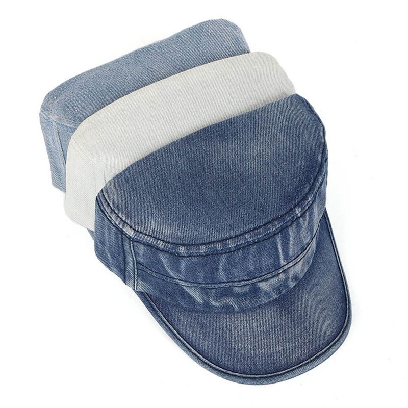 Hommes Denim Extérieur Parasol Tout Match Réglable Décontracté Vintage Militaire Casquettes Chapeaux Plats