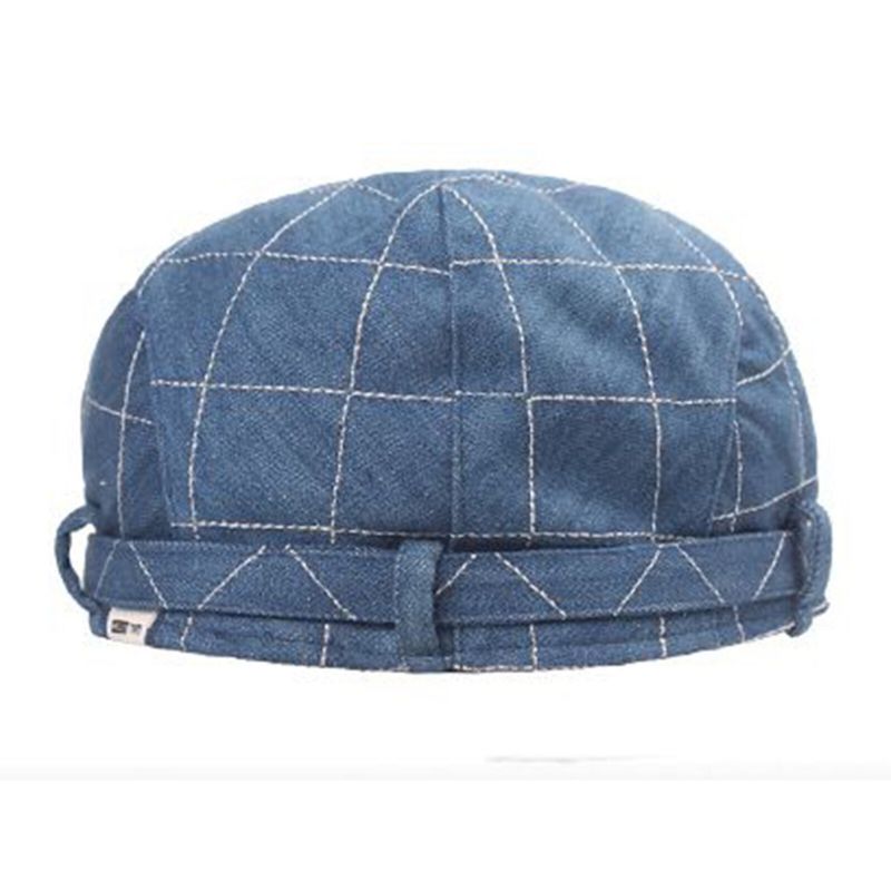 Hommes Denim Plaid Motif Parasol Court Bord Casual Vintage Avant Chapeaux Béret Casquettes Plates