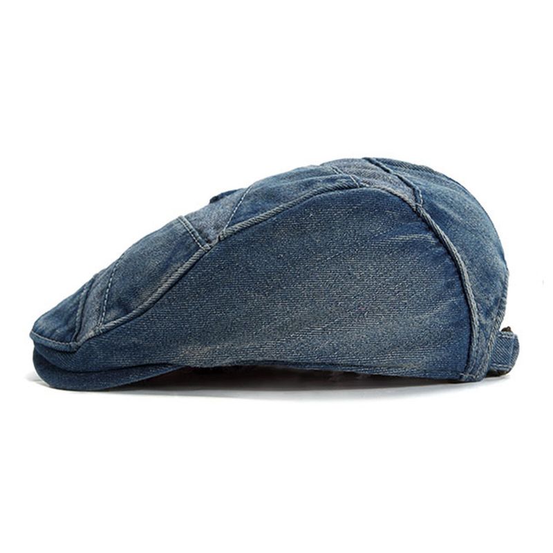 Hommes Denim Respirant Parasol Court Bord Casual Vintage Avant Chapeaux Béret Casquettes Plates