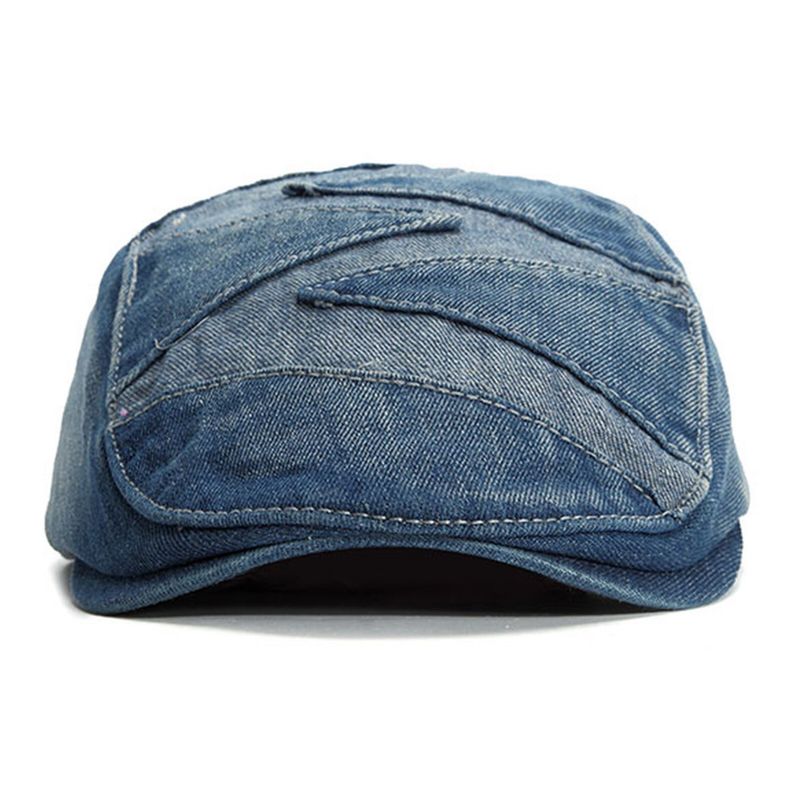 Hommes Denim Respirant Parasol Court Bord Casual Vintage Avant Chapeaux Béret Casquettes Plates