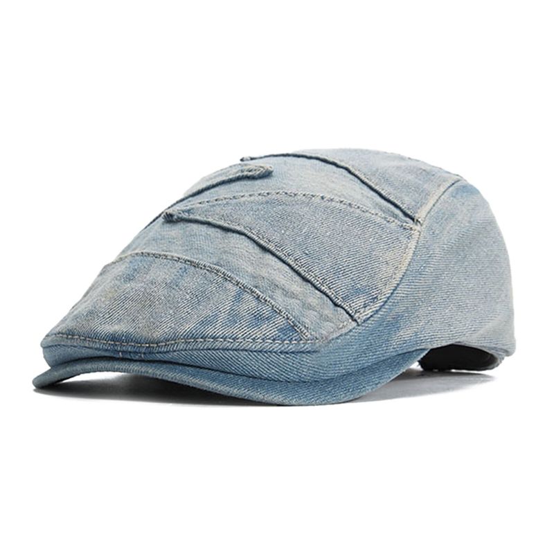 Hommes Denim Respirant Parasol Court Bord Casual Vintage Avant Chapeaux Béret Casquettes Plates