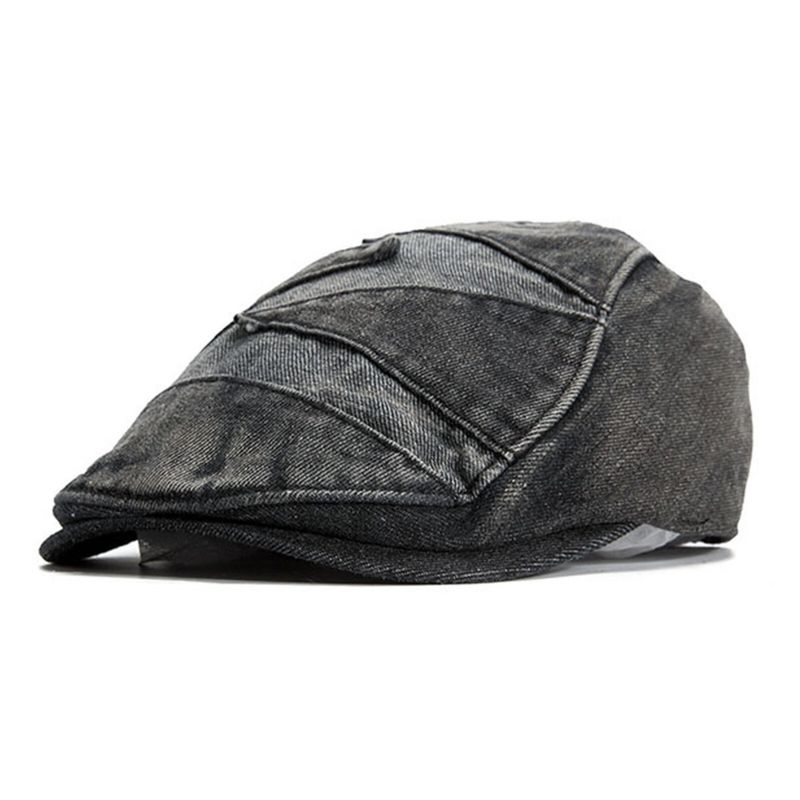 Hommes Denim Respirant Parasol Court Bord Casual Vintage Avant Chapeaux Béret Casquettes Plates