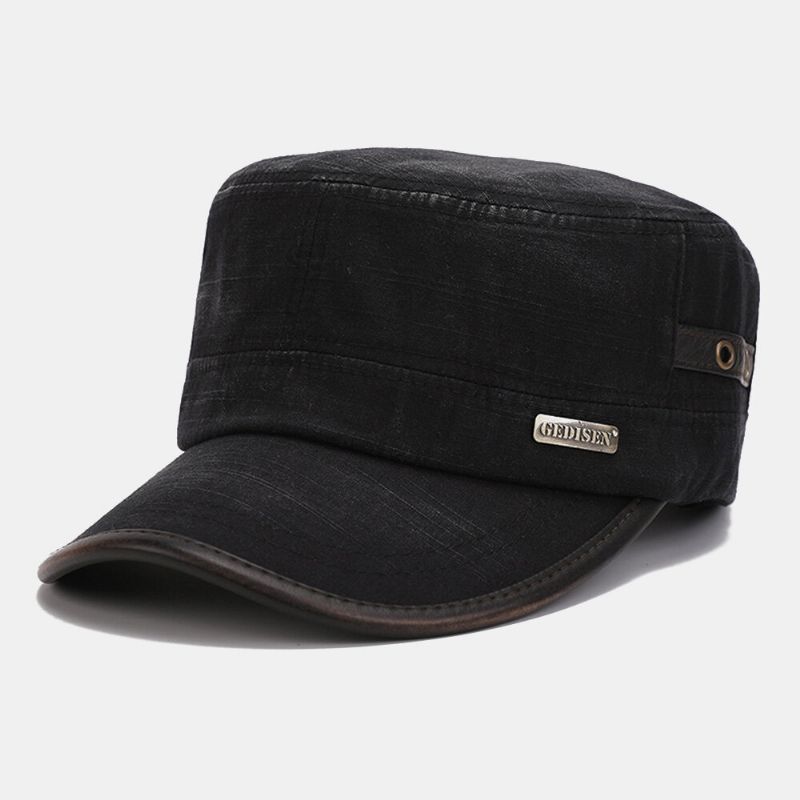 Hommes Distressed Washed Big Brim Cadet Hat Cotton Outdoor Casual Retro Suncreen Military Cap Flat Cap