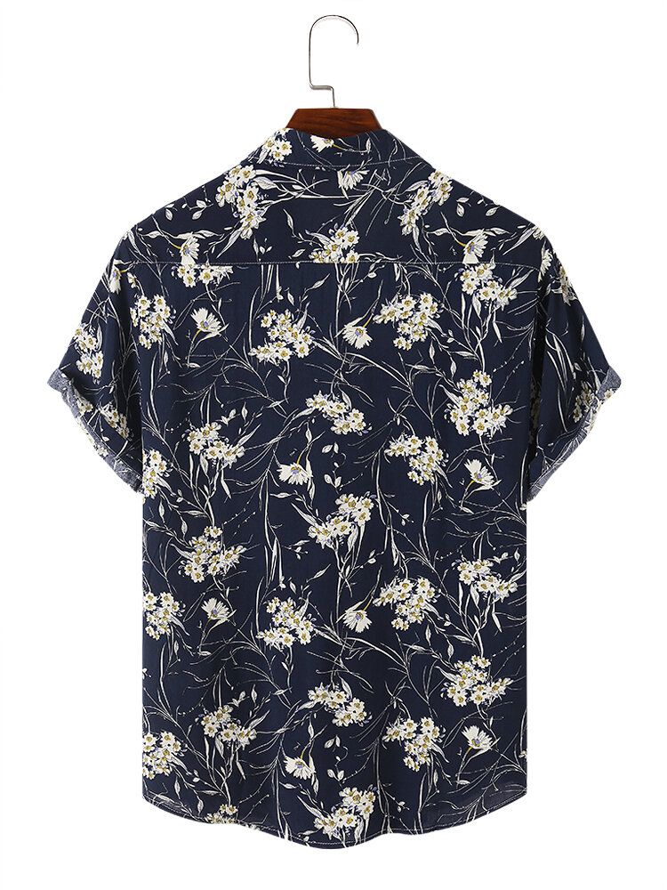 Hommes Ditsy Floral Print Style Rétro Respirant Loisirs Fit Chemises Respectueuses De La Peau