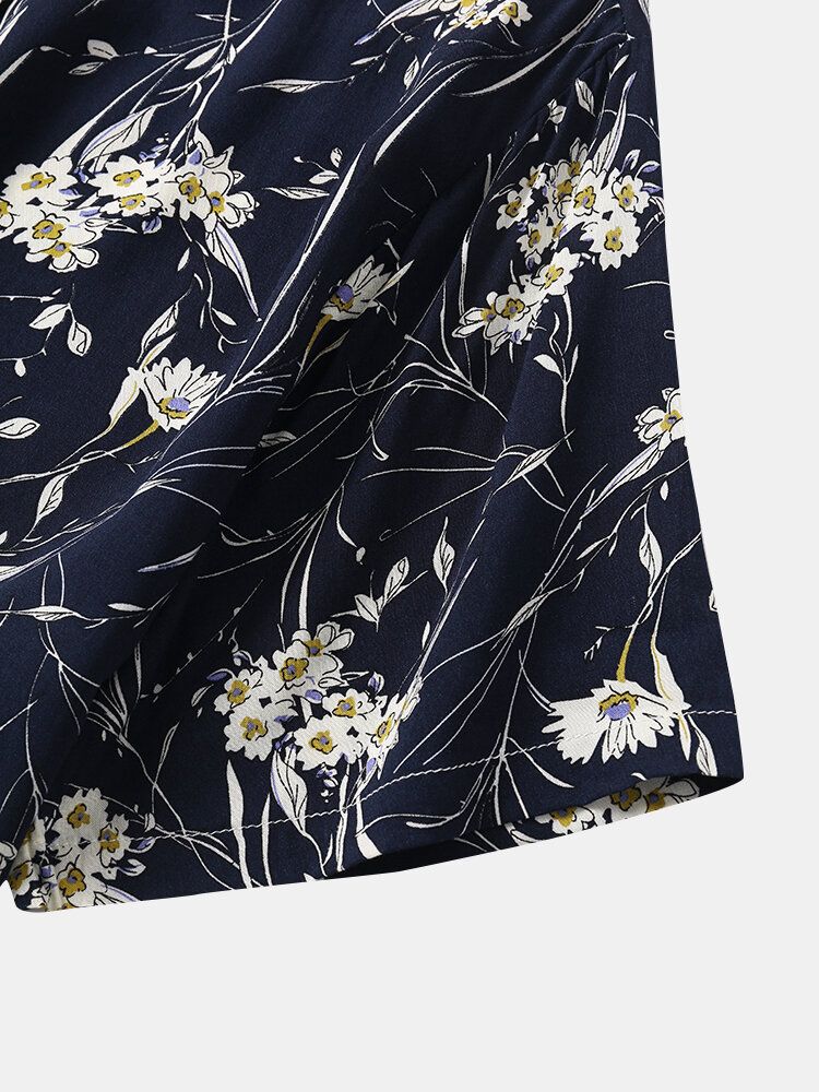 Hommes Ditsy Floral Print Style Rétro Respirant Loisirs Fit Chemises Respectueuses De La Peau