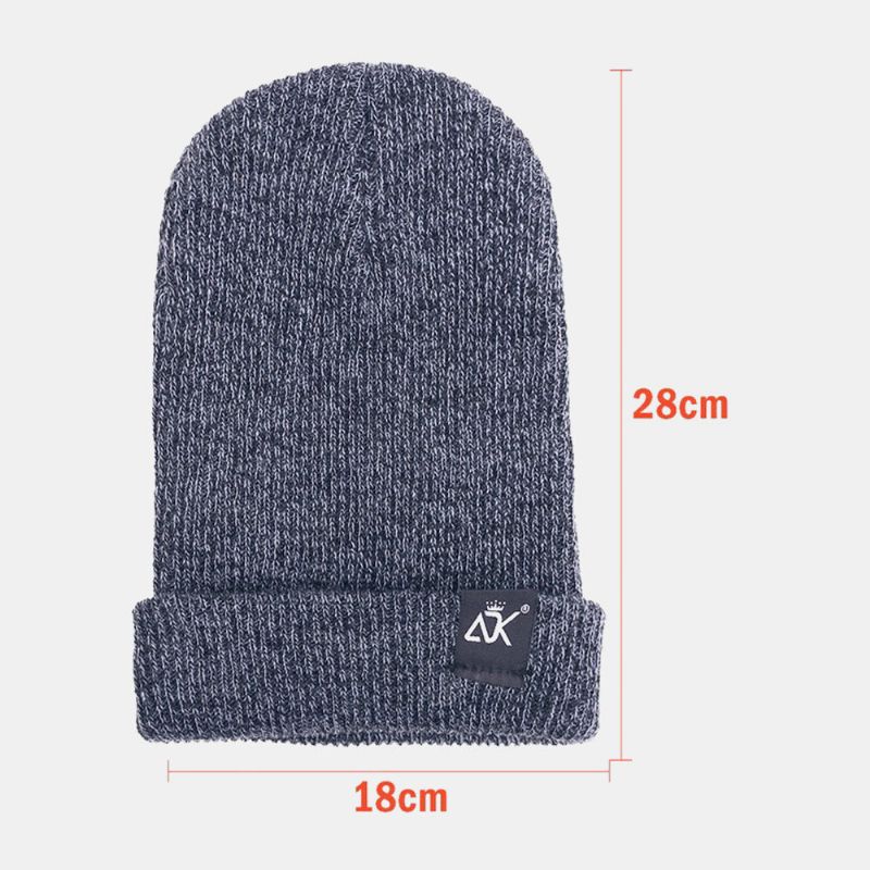 Hommes Dôme Rayé Tricoté Baotou Casquette En Plein Air Automne Hiver Protection Des Oreilles Couleur Pure Bonnet Crâne Chapeau