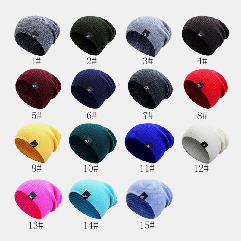 Hommes Dôme Rayé Tricoté Baotou Casquette En Plein Air Automne Hiver Protection Des Oreilles Couleur Pure Bonnet Crâne Chapeau