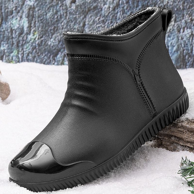 Hommes Doublure En Peluche Imperméable Antidérapant Bottes De Pluie À Enfiler Bottes D'outillage