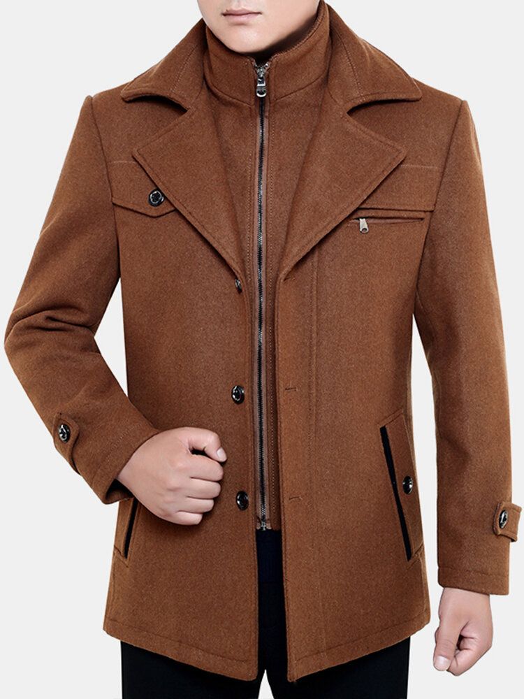 Hommes Épaissir Chaud Solide Trench-coats En Laine D'affaires