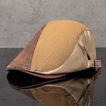 Hommes Épissage Patchwork Réglable Béret Cap Mode Casual Respirant Suncreen Flat Cap