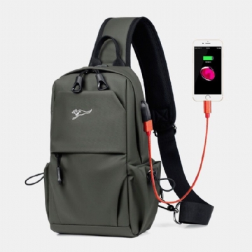 Hommes Étanche À L'usure Résistant À L'usure Usb Charge Poitrine Sac Multi-poches Anti-vol Bandoulière Sac À Bandoulière