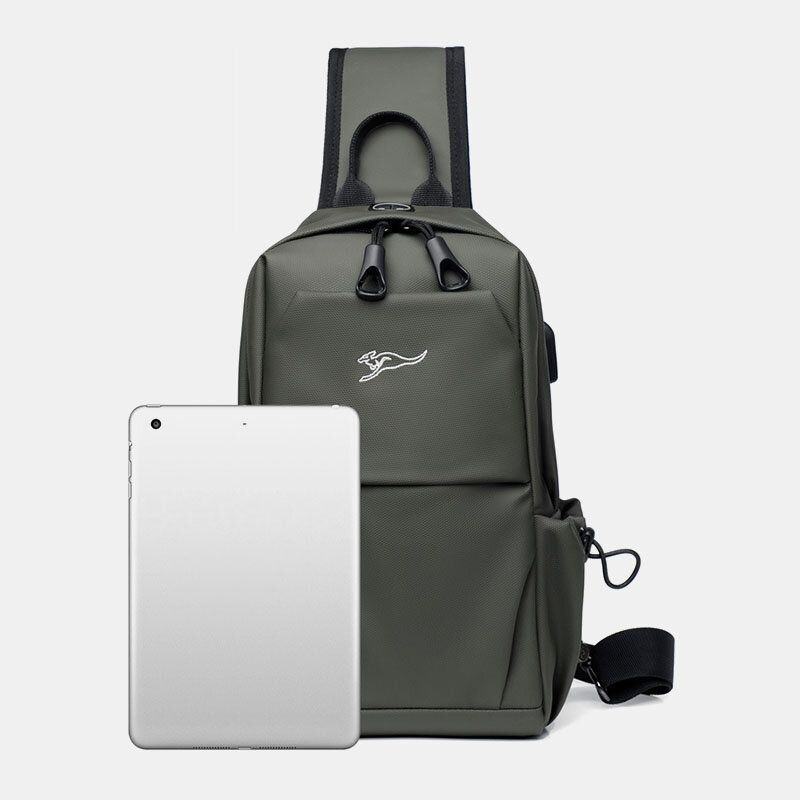 Hommes Étanche À L'usure Résistant À L'usure Usb Charge Poitrine Sac Multi-poches Anti-vol Bandoulière Sac À Bandoulière