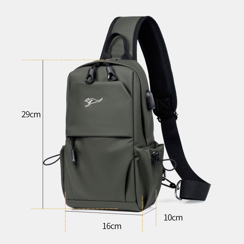 Hommes Étanche À L'usure Résistant À L'usure Usb Charge Poitrine Sac Multi-poches Anti-vol Bandoulière Sac À Bandoulière