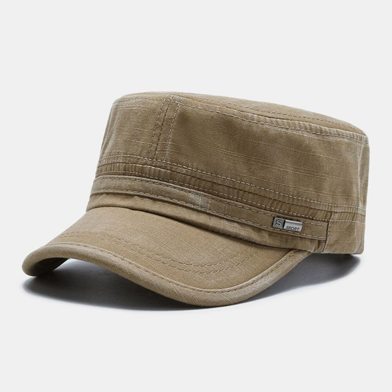 Hommes Été Extérieur Parasol Chapeau Plat Haut Chapeau Dernière Étiquette Réglable Cadet Armée Casquettes Militaires Casquettes