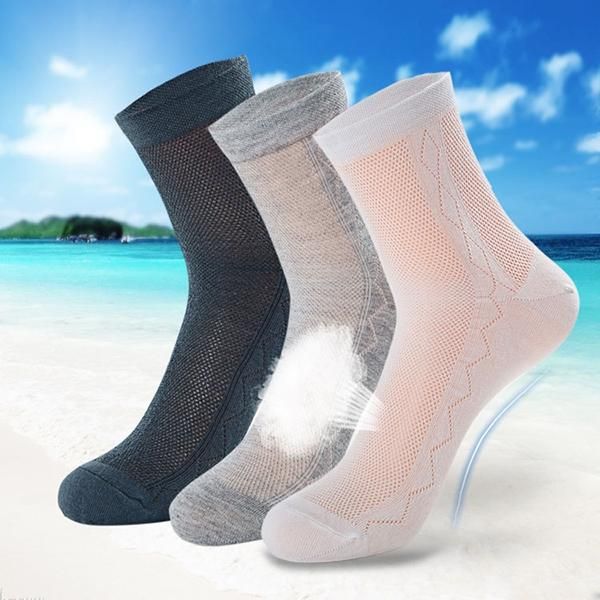 Hommes Été Ultra Mince Chaussettes Respirantes Coton Déodorant Sueur Moyen Chaussettes