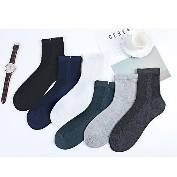 Hommes Été Ultra Mince Chaussettes Respirantes Coton Déodorant Sueur Moyen Chaussettes