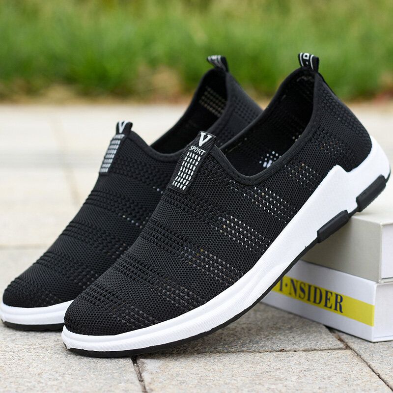 Hommes Évider Tissu Respirant Fond Souple Sans Lacet Confortable Sport Décontracté Chaussures De Randonnée