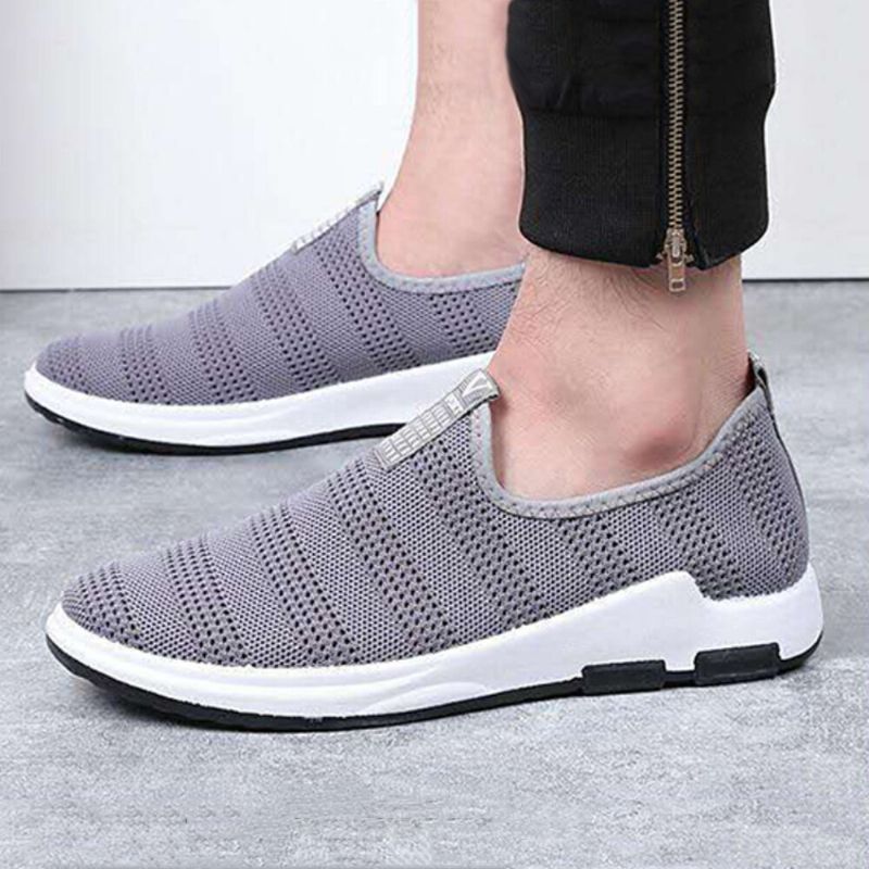 Hommes Évider Tissu Respirant Fond Souple Sans Lacet Confortable Sport Décontracté Chaussures De Randonnée