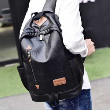 Hommes Faux Cuir Casual Mode 14 Pouces Ordinateur Portable Sac Cartable Voyage Sac À Dos