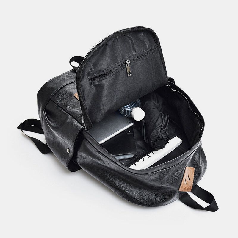 Hommes Faux Cuir Casual Mode 14 Pouces Ordinateur Portable Sac Cartable Voyage Sac À Dos