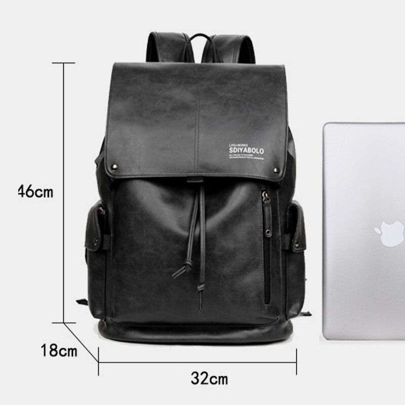 Hommes Faux Cuir Grande Capacité Étanche 13.3 Pouces Sacoche Pour Ordinateur Portable Sac De Voyage Sac À Dos Avec Chargement Usb