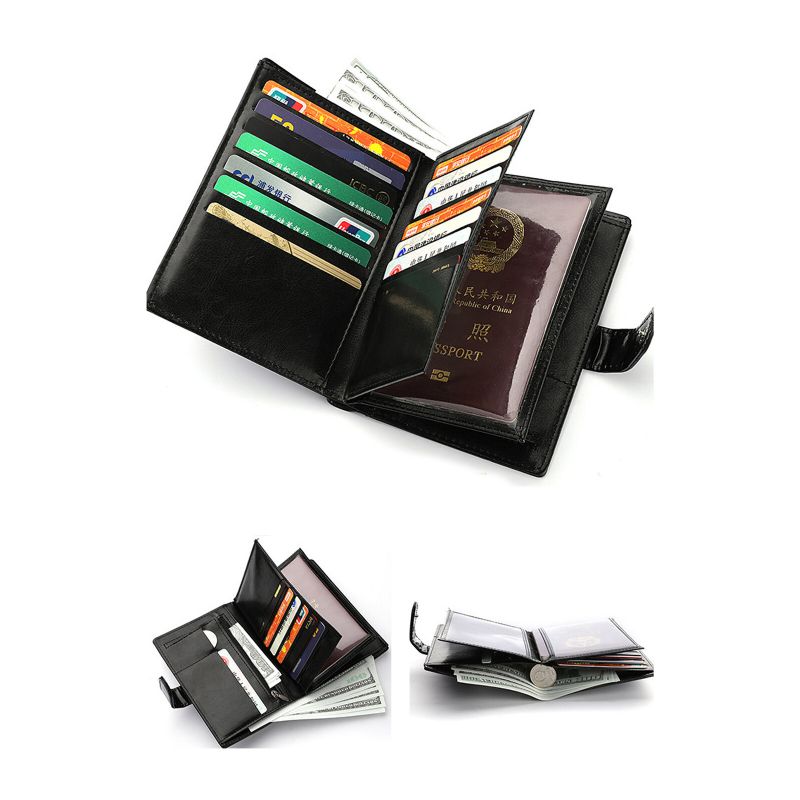 Hommes Faux Cuir Multifonctionnel Portefeuille Multi-carte Slot Portefeuille Portable Multiple Card Slot Passeport Stockage Portefeuille