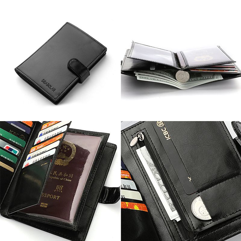 Hommes Faux Cuir Multifonctionnel Portefeuille Multi-carte Slot Portefeuille Portable Multiple Card Slot Passeport Stockage Portefeuille