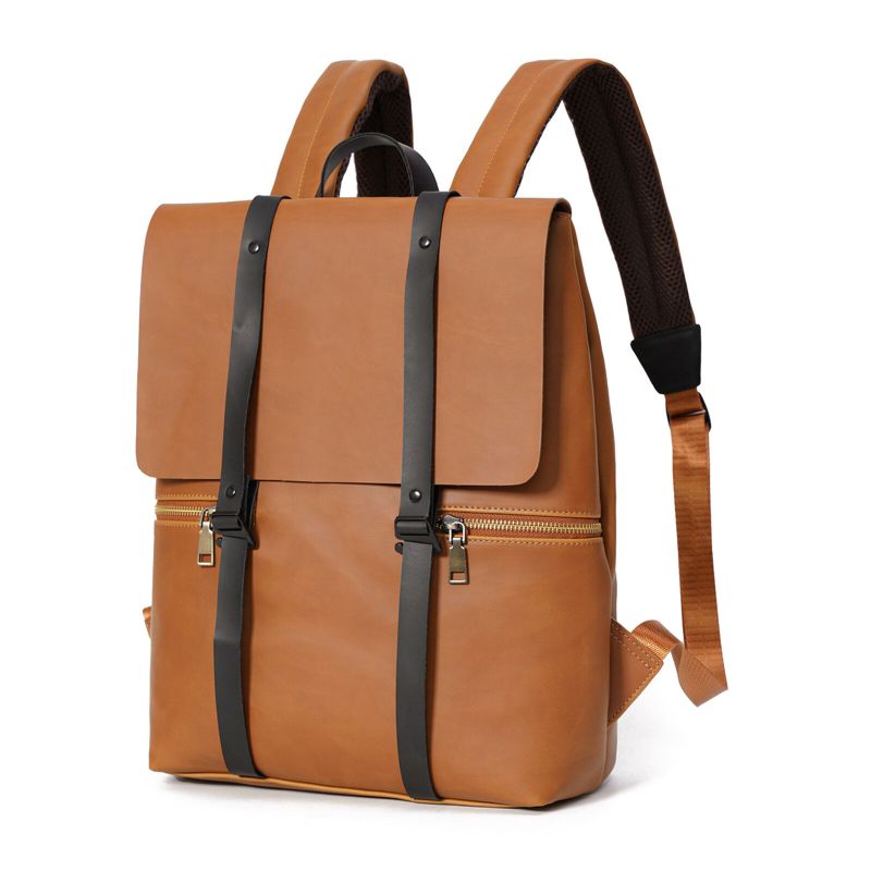 Hommes Faux Cuir Vintage Grande Capacité Sac À Dos Imperméable Durable Sac À Dos